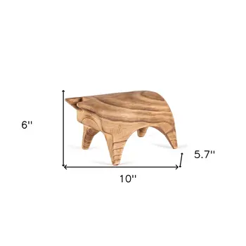 6" Brown Solid Wood Tabletop Sculpture