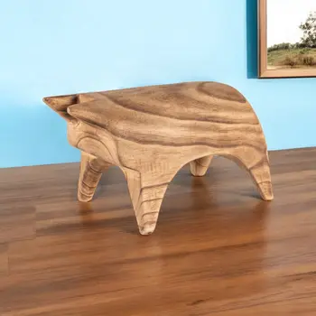 6" Brown Solid Wood Tabletop Sculpture