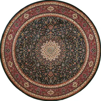 8' Blue And Red Oriental Round Rug