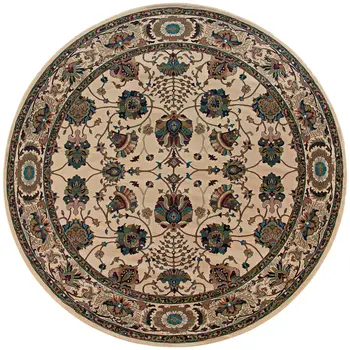 6' Ivory Floral Round Rug