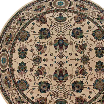 6' Ivory Floral Round Rug