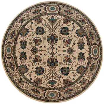 6' Ivory Floral Round Rug