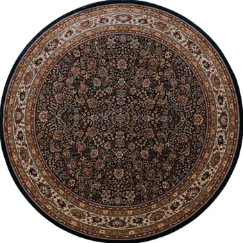 6' Blue And Red Oriental Round Rug