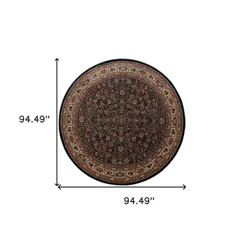 8' Blue And Red Oriental Round Rug