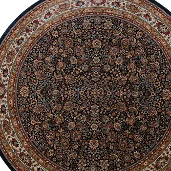 8' Blue And Red Oriental Round Rug