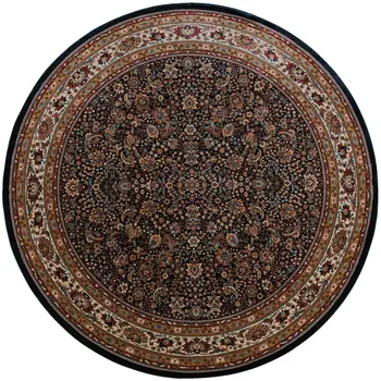 8' Blue And Red Oriental Round Rug