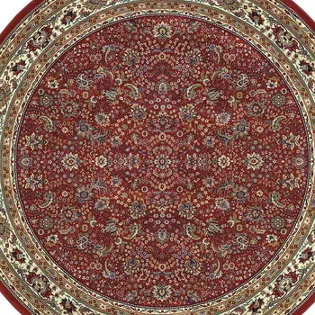 8' Red And Ivory Oriental Round Rug