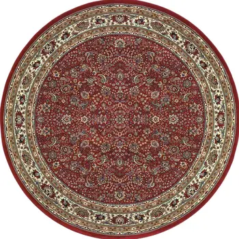 8' Red And Ivory Oriental Round Rug