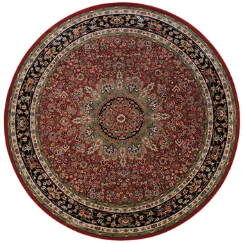 8' Red And Blue Oriental Round Rug