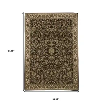8' Brown And Ivory Oriental Square Rug