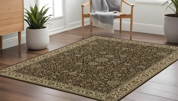 8' Brown And Ivory Oriental Square Rug