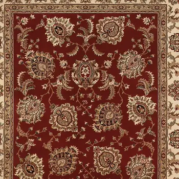 8' Red And Ivory Oriental Square Rug