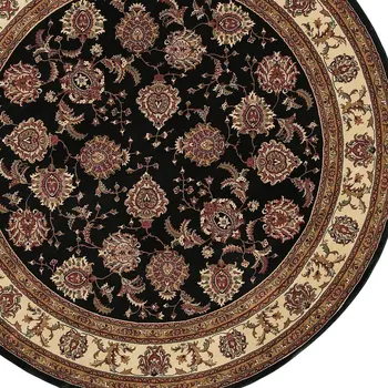 6' Brown And Ivory Oriental Round Rug