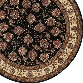 8' Brown And Ivory Oriental Round Rug