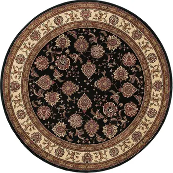 8' Brown And Ivory Oriental Round Rug