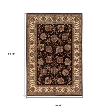 8' Brown And Ivory Oriental Square Rug