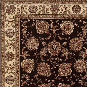 8' Brown And Ivory Oriental Square Rug