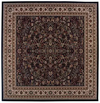 8' Black And Ivory Oriental Square Rug