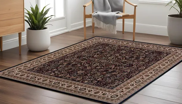 8' Black And Ivory Oriental Square Rug