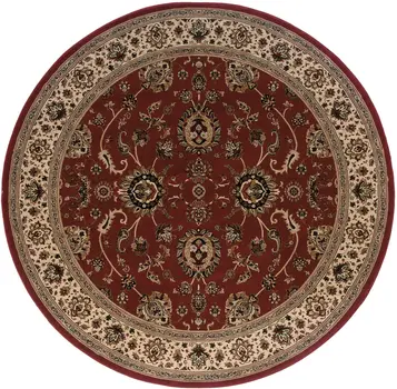8' Red And Ivory Oriental Round Rug