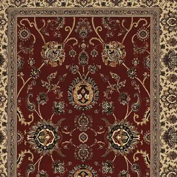 8' Red And Ivory Oriental Square Rug