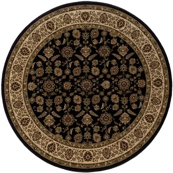 6' Brown And Ivory Oriental Round Rug
