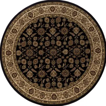 6' Brown And Ivory Oriental Round Rug