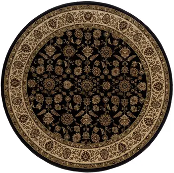 8' Brown Oriental Round Rug