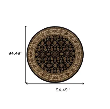 8' Brown Oriental Round Rug