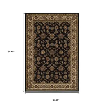 8' Brown And Ivory Oriental Square Rug