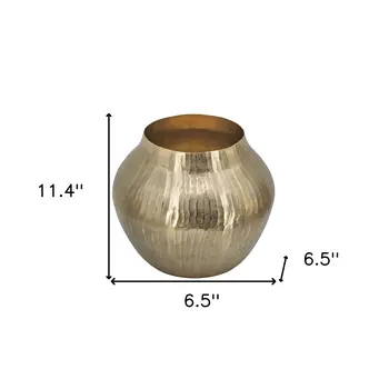 11" Gold Round Aluminum Table Vase
