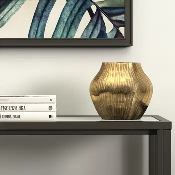 11" Gold Round Aluminum Table Vase