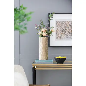 15" Gold Oval Aluminum Table Vase