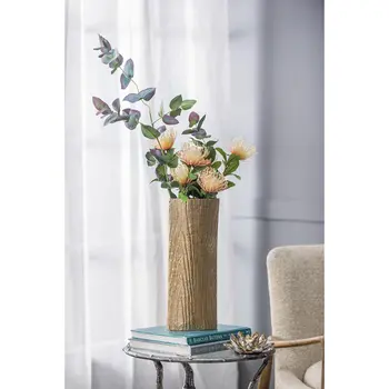15" Gold Oval Aluminum Table Vase