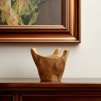 8" Natural Round Solid Wood Table Vase
