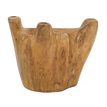 8" Natural Round Solid Wood Table Vase