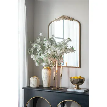 14" Gold Gray And Ivory Abstract Round Ceramic Table Vase