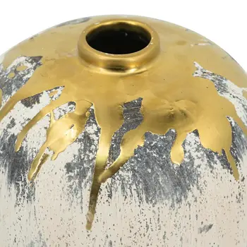 8" Gold Gray And Ivory Abstract Bud Ceramic Table Vase