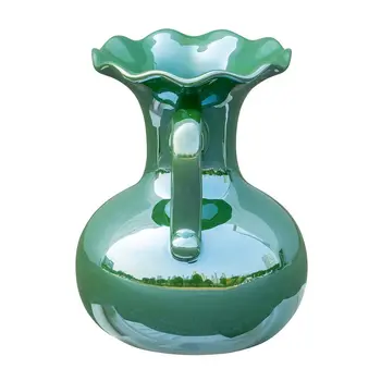8" Hunter Green Amphora Ceramic Table Vase With Does Not Apply