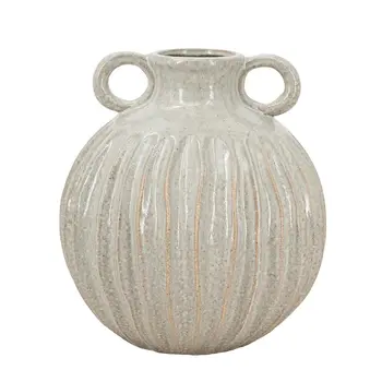 10" Sage And Gray Round Ceramic Table Vase