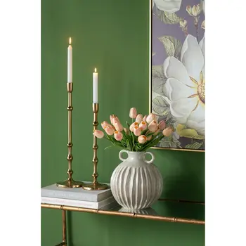 10" Sage And Gray Round Ceramic Table Vase