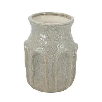 8" Sage And Gray Round Ceramic Table Vase