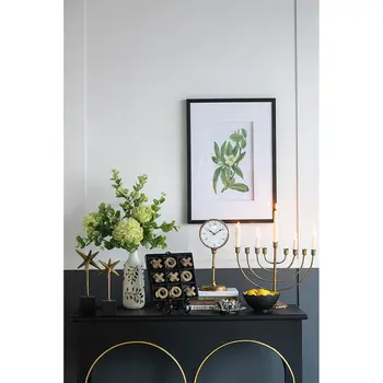 12" White Green And Gold Leaf Bud Ceramic Table Vase