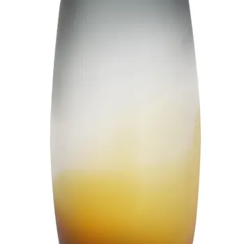 17" Charcoal And Orange Ombre Round Glass Table Vase