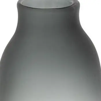 17" Charcoal And Orange Ombre Round Glass Table Vase