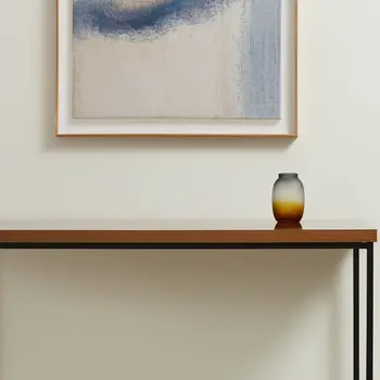 10" Charcoal And Orange Ombre Round Glass Table Vase