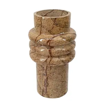 8" Brown Cylinder Genuine Marble Table Vase