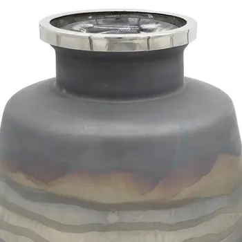Set of Two Dark Blue And Gray Round Glass Table Vase