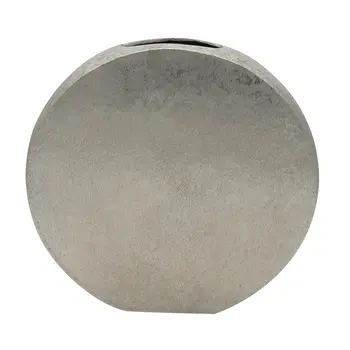 15" Silver Round Aluminum Table Vase
