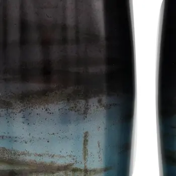 Set of Two Blue And Purple Round Glass Floor Vase